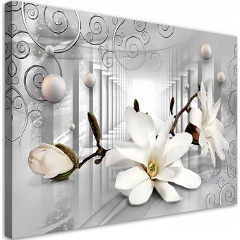 Obraz Obraz na plátně, Květiny v tunelu a stříbrné koule 3