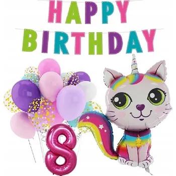 Balónek BALÓNKY sada s konfetami k 3. narozeninám - KOČKA