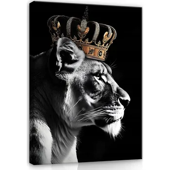 Obraz OBRAZ NA PLÁTNĚ NA ZEĎ LEV MOTIVAČNÍ KORUNA DO LOŽNICE OBÝVÁKU 60x40