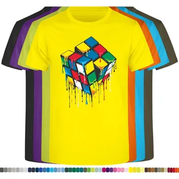 panske-levne-bavlnene-tricko-potisk-rotace-Rubikovi-kostky Barva: Yellow - žlutá, velikost: 5XL