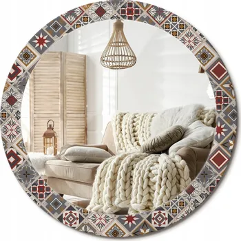 Zrcadlo Kulaté nástěnné dekorativní zrcadlo ve skleněném rámu průměr 80 cm Turecký vzor