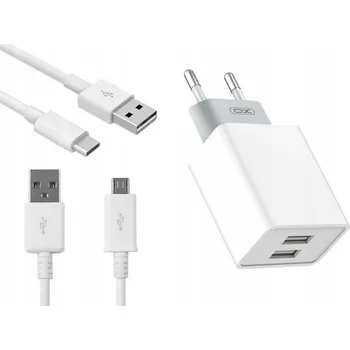 SÍŤOVÁ NABÍJEČKA 2.4A 2x USB VIDVIE + KABEL USB / TYPE-C