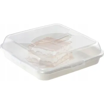 Dóza na potraviny ČTVERCOVÁ PLASTOVÁ NÁDOBA NA DORT KRABIČKA DORT DORT S VÍKEM