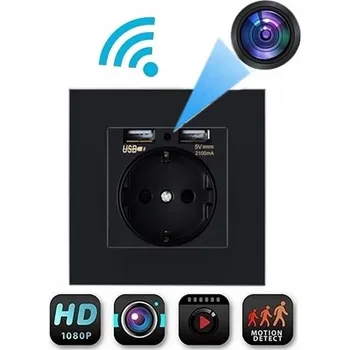 IP kamera SKRYTÁ ŠPIÓNÍ KAMERA V ZÁSUVCE WIFI USB 2,1A