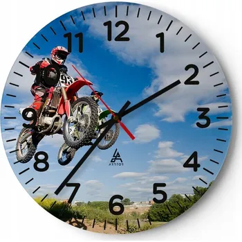 Hodiny Kuchyňské nástěnné hodiny 30x30 Motocross Moderní skleněné hodiny do obýváku Tiché