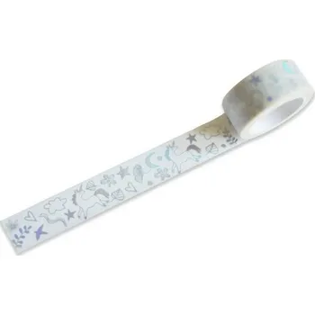 Kancelářské lepidlo Washi páska Jednorožec holografická 20mm, 10m