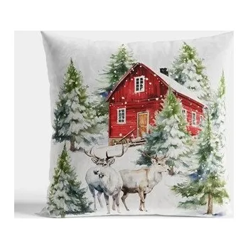 Povlak na dekorativní polštářek ZIMNÍ LES Dekorační povlak na polštář VELVET 40x40cm