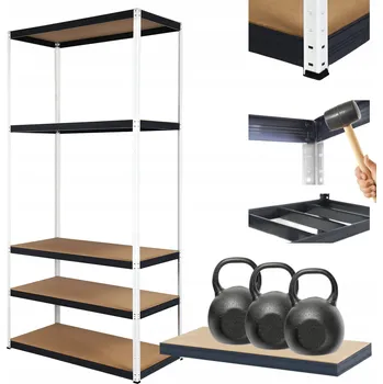 Dílenský regál Kovový regál skladový stojan HELIOS 213x120x30cm 5 polic x 350kg ZÁTĚŽ SOLIDNÍ