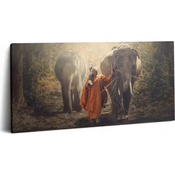 Obraz Fotoobraz na zeď Krásný do kanceláře Mnich a sloni 100x50 cm