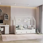 Skládací postel s dekorem dřeva AJKmeble 80x200 bílá
