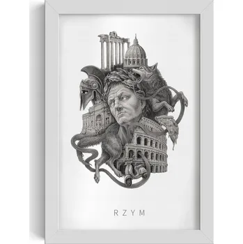 Obraz Moderní nástěnná dekorace Monochromatický Řím Koloseum Pizza 20x30 cm