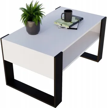 Konferenční stolek Konferenční stolek Perfektciecie obdélníkový 92 x 53,6 x 45 cm bílý, černý