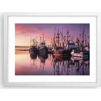 Obraz Obraz plakát v bílém rámu do obýváku 40x30 rybářský přístav foto na zeď