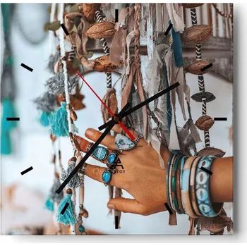 Hodiny Velké nástěnné hodiny 40x40 cm Ženská ruka - Skleněné tiché hodiny