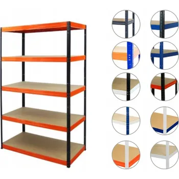 Dílenský regál Kovový regál, skladový regál do garáže HELIOS HBO 196x090x45, 5 polic, nosnost 400 kg na polici