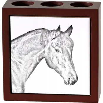 Hnědý kůň - stojan na tužky s koněm, organizér na stůl s potiskem