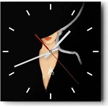 Hodiny Nástěnné hodiny do kuchyně 30x30 Žena Stylové hodiny na skle Loft Tiché