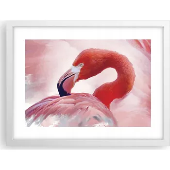 Obraz Obraz, plakát v bílém rámu do obýváku 40x30 plameňák, foto plakáty na zeď