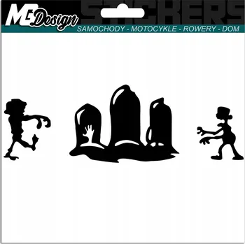 Samolepicí dekorace na vozidlo NÁLEPKA na auto ZOMBIE Hřbitov Hroby Strašidelná 5x15