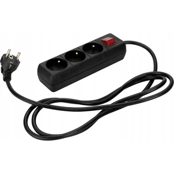 Napájecí kabel Prodlužovací Prodlužovací Kabel , zásuvková lišta 3 zásuvky, 230 V, s vypínačem, 3 m