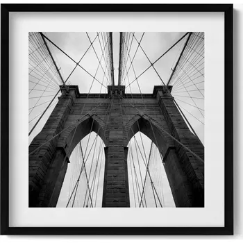 Obraz Dekorativní nástěnný obraz v černém rámu do obýváku Brooklynský most 50x50 cm