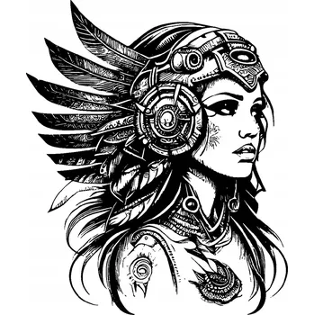 Samolepicí dekorace na vozidlo SAMOLEPKA na auto INDIAN GIRL Žena INDIÁNKA BOJOVNICE WARRIOR 15x12