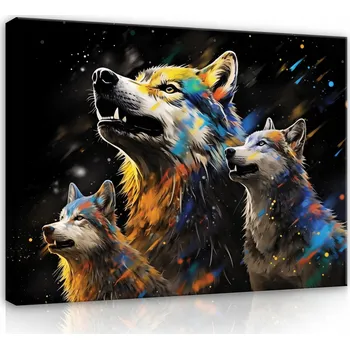 Obraz OBRAZ NA PLÁTNĚ STĚNA ABSTRAKCE VLCI ČERNÁ DO LOŽNICE OBÝVACÍHO POKOJE 100x70