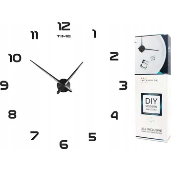 Hodiny VELKÉ NÁSTĚNNÉ HODINY MODERNÍ NALEPovací DIY ČERNÉ