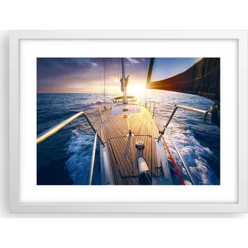 Obraz Obraz plakát v bílém rámu do obýváku 40x30 jachta moře foto na zeď