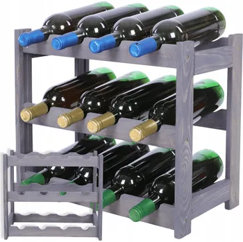 Stojan na víno Stojan na víno dřevěný regál police skříňka na alkohol pro 12 lahví