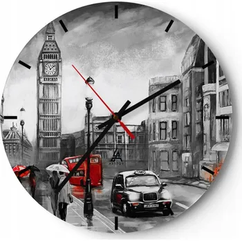 Hodiny Nástěnné hodiny do kuchyně 30x30 Londýn Skleněné hodiny do obýváku Loft Tiché