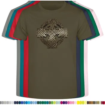 Pánská móda panske-levne-bavlnene-tricko-potisk-keltsky-kruhovy-kriz Barva: Khaki, velikost: L