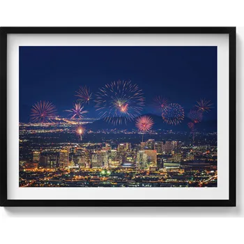 Obraz Ozdobný nástěnný obraz v rámu s grafikou loft Město Phoenix v noci 80x60 cm