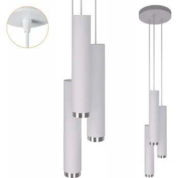 Závěsné stropní svítidlo 3-bodové trubkové kovové Idun, barva: bílá stříbrná