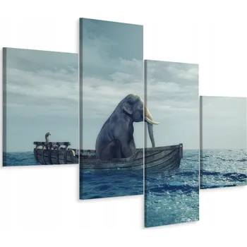 Obraz Čtyřdílný obraz Slon v lodi MOŘE Dekor 80x50