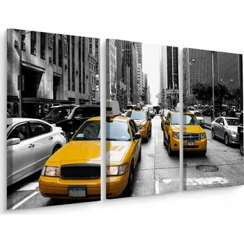 Obraz Obraz Triptych Americké Žluté Taxi Dekorace 3D 60x40
