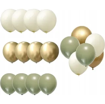 Balónek BALÓNKY lesní zelená KHAKI krémová zlatá 18 ks