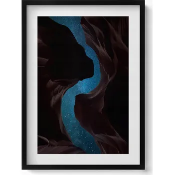 Obraz Dekorativní nástěnný obraz v černém rámu do obýváku Hvězdná noc 50x70 cm