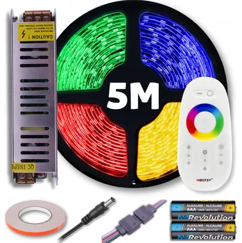 LED páska SADA RGB LED pásek barevný + teplá bílá s dálkovým ovládáním a napájecím zdrojem 5M