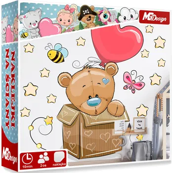 Samolepící dekorace XXL VELKÁ Samolepka na stěnu MEDVÍDEK HVĚZDIČKY 115x91