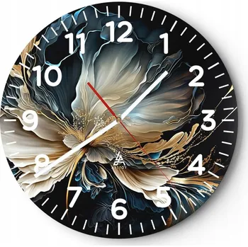 Hodiny Nástěnné hodiny do kuchyně 30x30 Květina Skleněné hodiny do obýváku Loft Tiché