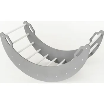 Dětská houpačka Houpačka dřevěný pro děti Moon bílo-šedý