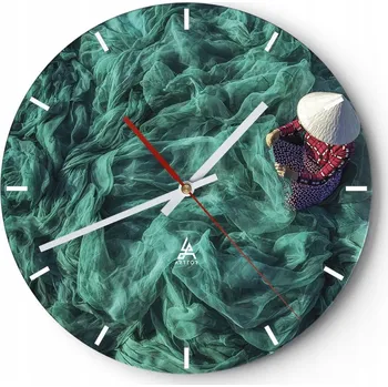 Hodiny Nástěnné hodiny do kuchyně 30x30 Rybářská síť Skleněné hodiny do obýváku Tiché
