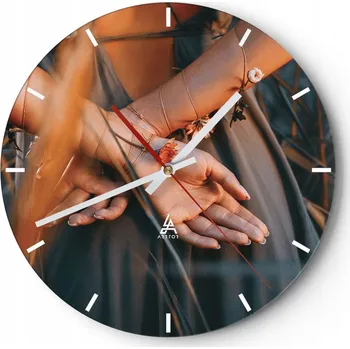 Hodiny Nástěnné hodiny do kuchyně 30x30 Žena Skleněné hodiny do obýváku Loft Tiché