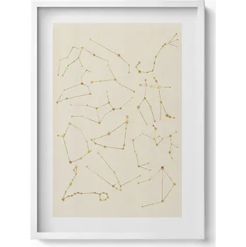 Obraz Dekorativní nástěnný obraz v rámu s grafikou Zvěrokruhy souhvězdí 50x70 cm