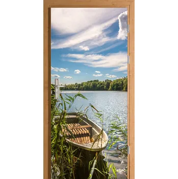 Fototapeta Samolepka FOTOTAPETA na dveře JEZERO PŘÍRODA LOĎKA