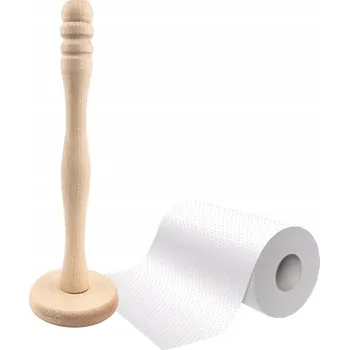 Obraz TRADIČNÍ DŘEVĚNÝ STOJAN NA PAPÍROVÉ UTĚRKY KUCHYŇSKÝ DRŽÁK PŘÍRODNÍ