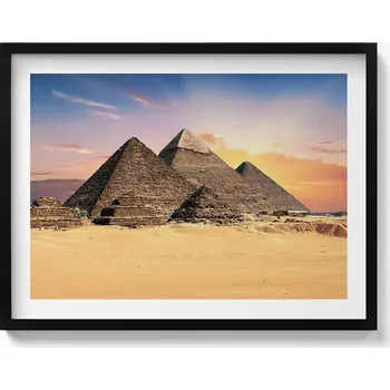 Obraz Dekorativní nástěnný obraz v černém rámu Egyptské pyramidy v poušti 80x60 cm