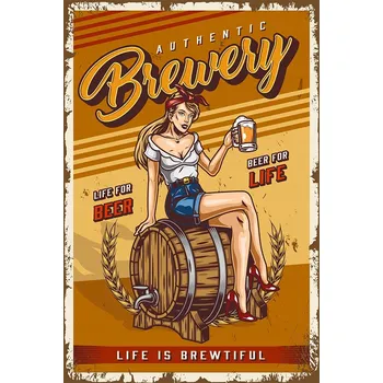 Obraz Ozdobná plechová cedule 40x60 cm, BREWERY pivovar, VINTAGE plech, ŽÁDNÝ PLAST!