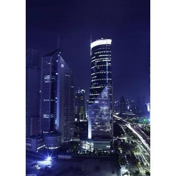Obraz Plakát Noční pohled na mrakodrapy bez rámu 21 x 29,7 cm